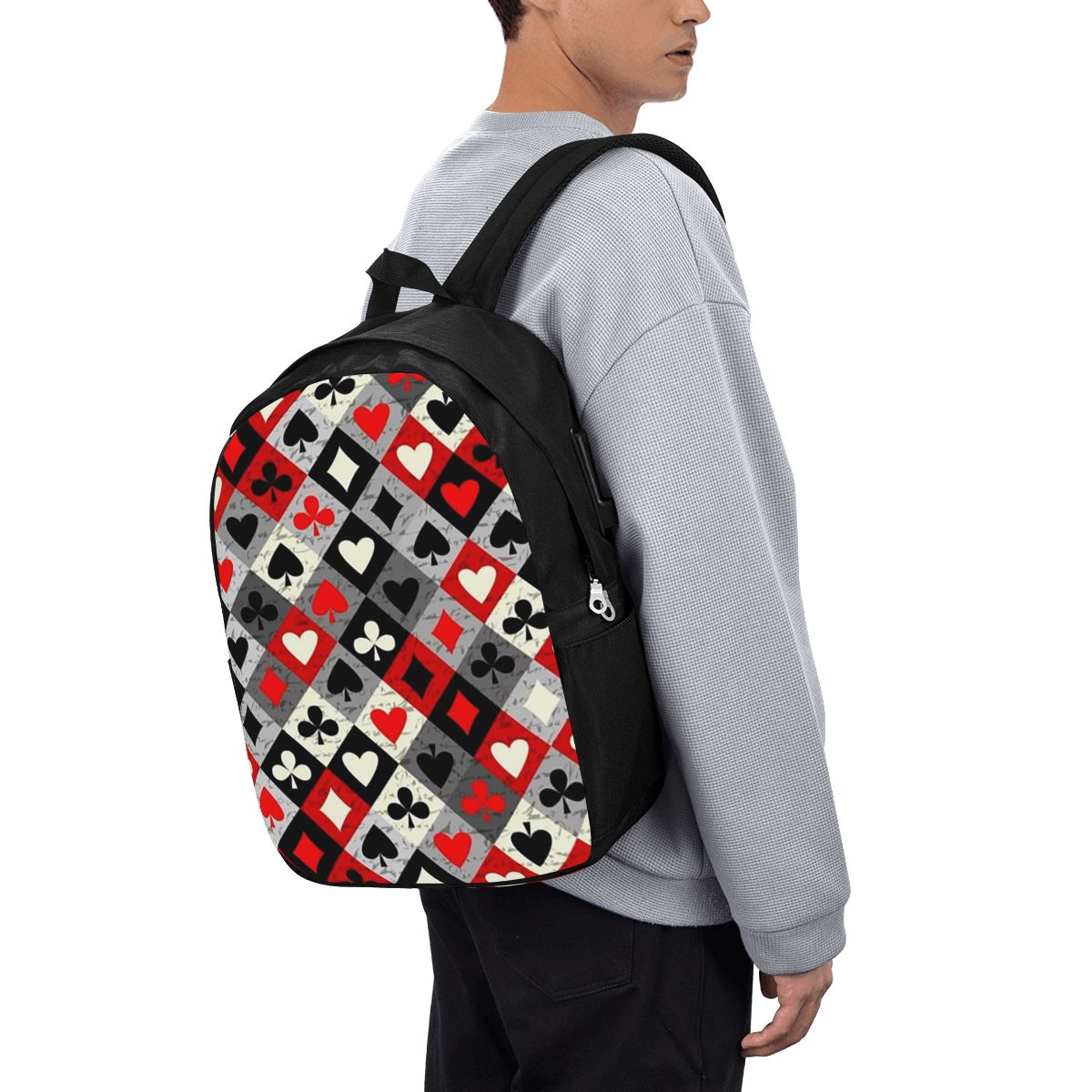 Women Bags For College - Speelkaarten Poker Print Rugzak Reisnotebooktas Computer