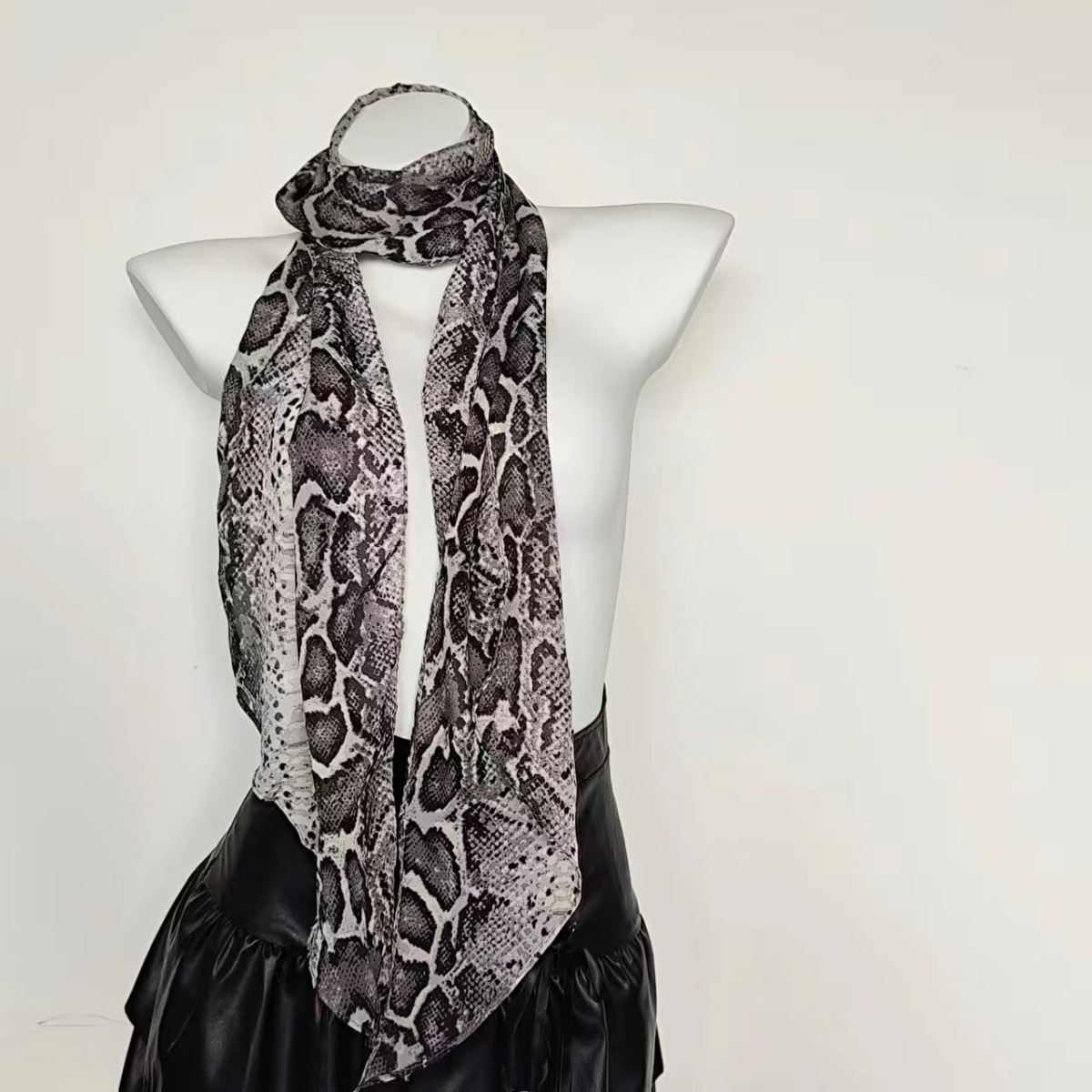 Women'S Retro Bags - Y2K Slangenprint Dunne Chiffon Sjaal Retro