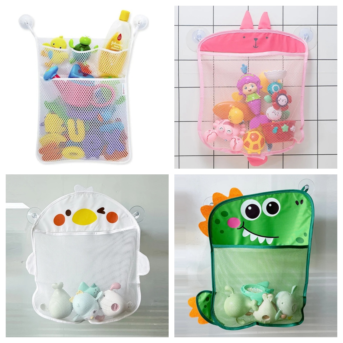 Mesh Net Bag - Baby badkamer netzak met cartoon dierenfiguren,