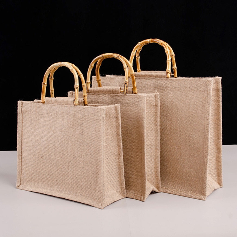 Women Bags Jute - Draagbare Jute Jute Boodschappentas Handtas Bamboe