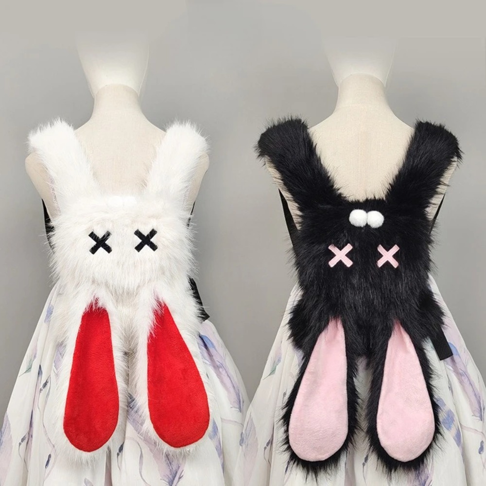 Women X Bags - Y2K Punk Pluche Konijnenrugzak met X-ogen