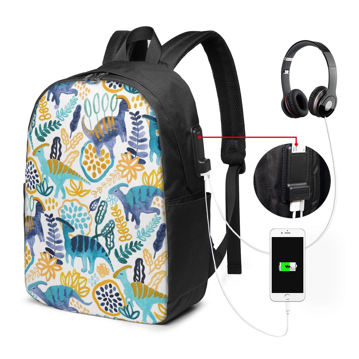 Women Bags For College - Gouache Parasaurolophuses Rugzak Reisnotebooktas Computer Student