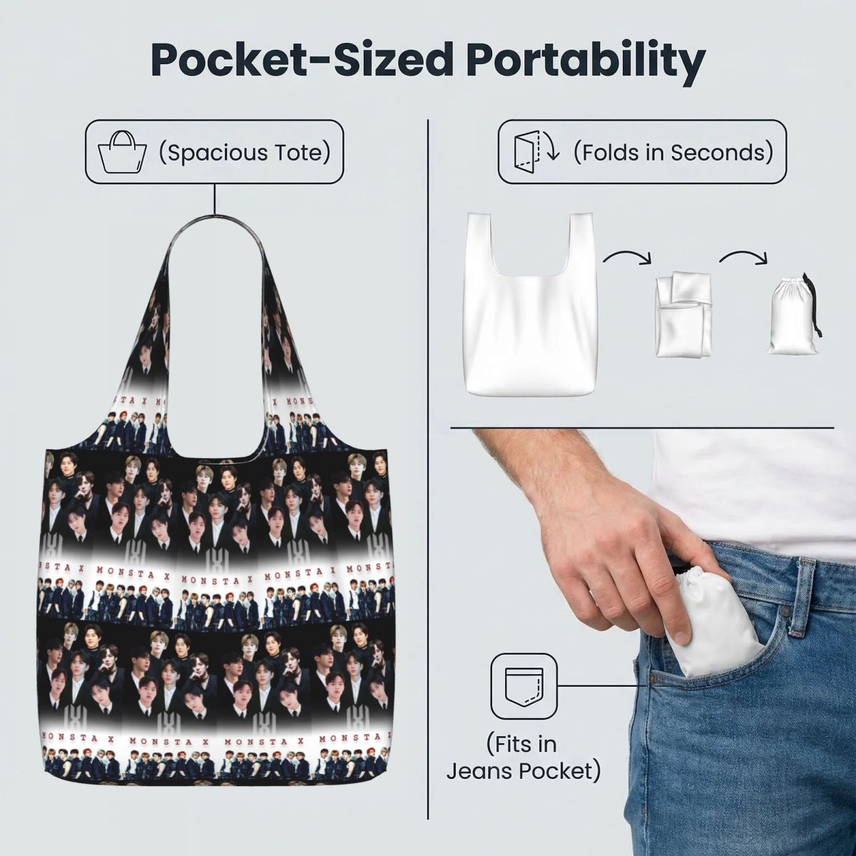 Monsta X Kpop Shopping Tote Ba - Women X Bags recensie en prijs