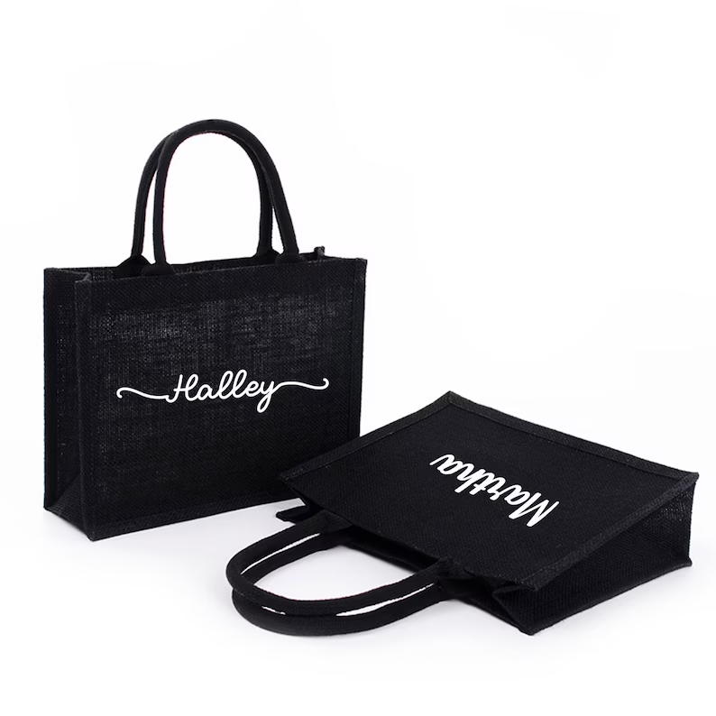 Gepersonaliseerde zwarte jute  - Women Bags Jute recensie en prijs